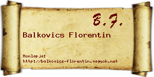 Balkovics Florentin névjegykártya